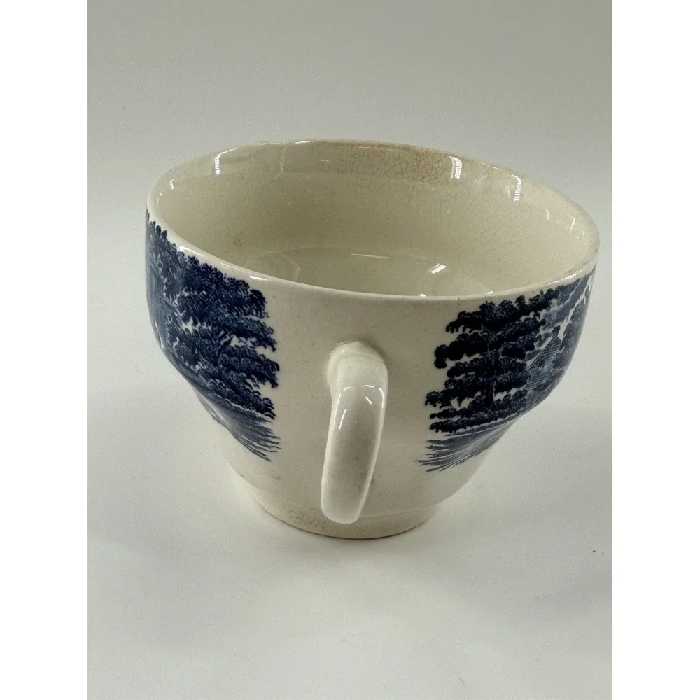 Vintage Liberty Blue Staffordshire Paul Revere Coffee Tea Cup England 70s